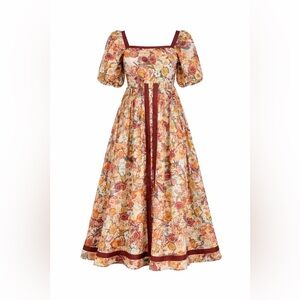 Floral Puff Sleeve Midi Dress | NWT | Cottagecore |Square Neck | Med | In Loom